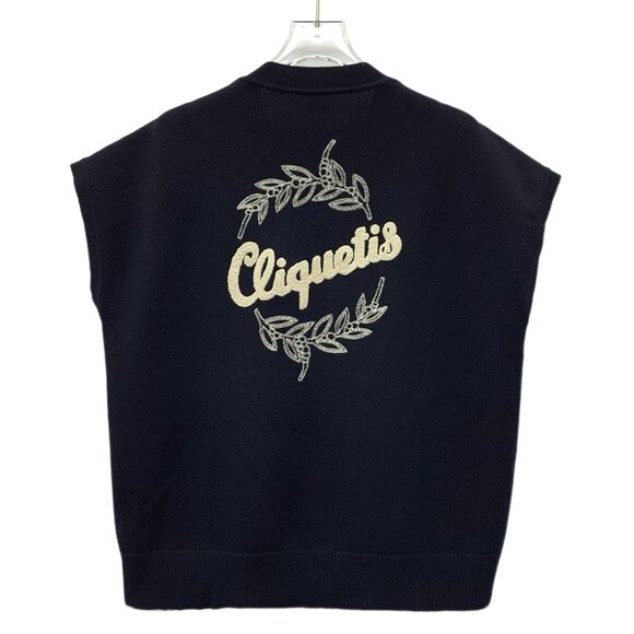 Hermès 2022 Collection Black patterned letter inlay cashmere crewneck knit top - Picture 2 of 9